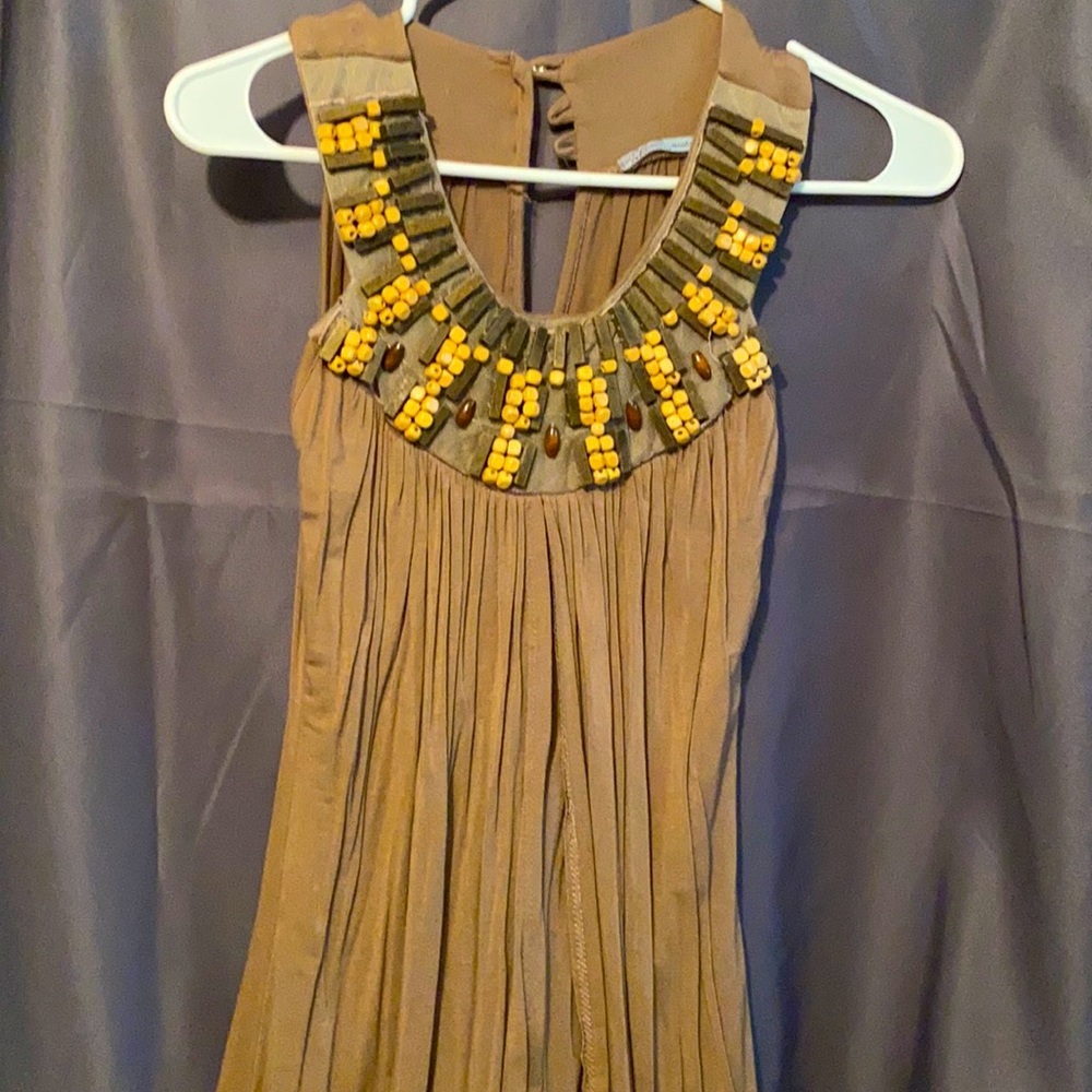 Beaded top mini dress with front open flaps size M